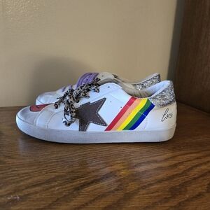 Brand new!! New women's boutique rainbow & sparkly silver glitter shoes size 7.5